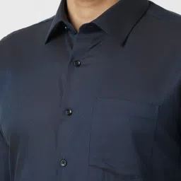 Van Heusen Navy Cotton Slim Fit Texture Shirt image 4