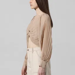 Only Beige Regular Fit Crop Top image 4