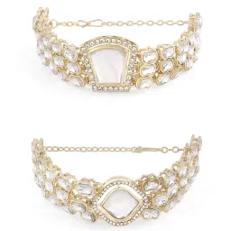 Zaveri Pearls Set of 2 Gold Tone Dazzling Austrian Diamonds & Stones Fusion Bracelets-ZPFK17945 image 4