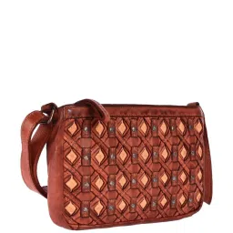 KOMPANERO Valentina Tan Embroidered Sling Handbag image 4