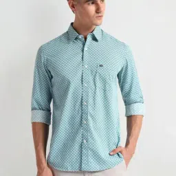 arrow sport Arrow Sports Blue Slim Fit Printed Shirt-picture-30