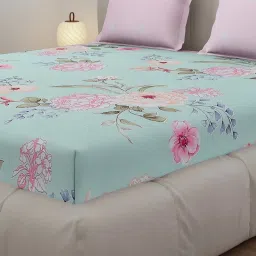 Monte Carlo Edmond Light Pink Polyester Printed 130 GSM King Bedsheet with 2 x Pillow Covers image 4