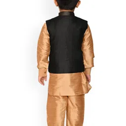 Pehanaava Boys Mandarin Collar Kurta with Pyjamas & Waistcoat image 3