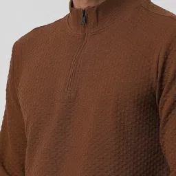 Van Heusen Brown Regular Fit Texture Sweatshirt image 4