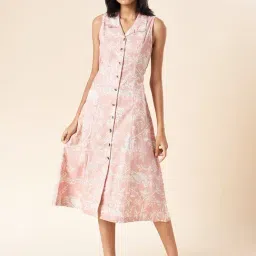 Akkriti by Pantaloons Pink Cotton Floral Print Shirt Dress-picture-26