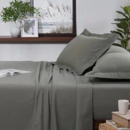 Maspar Solid Green 300 Cotton King Bed Sheet With Pillow Case-picture-14