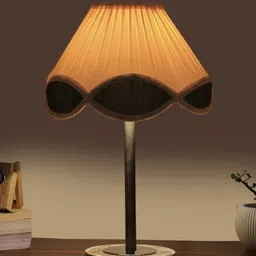 Devansh Off White Colourblocked Wood Contemporary Abstract Shaped Table Lamp image 5