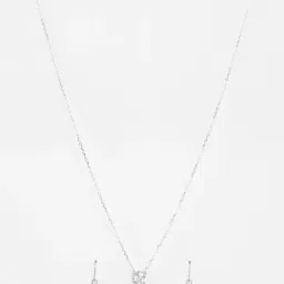 Clara 925 Silver Platinum Plated Swiss Zirconia Gia Classic Solitaire Pendant Earrings Chain Necklace Jewellery Set for Women & Girls-picture-15