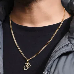 The Bro Code Gold Plated OM Pendant Necklace for Men-picture-15