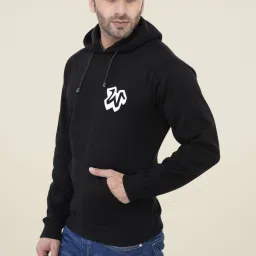 Weardo Black Solid Hooded Sweatshirt image 4
