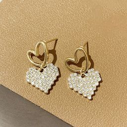 VAGHBHATT Gold-Plated Artificial Stones Studded Heart Shaped Drop Earrings-picture-48