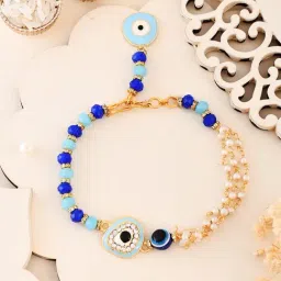 Aapno Rajasthan Charming Evil Eye Rakhi with Blue Beads-picture-41