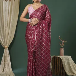 KALINI Ethnic Motifs Poly Chiffon Saree-picture-37