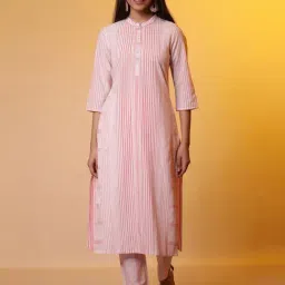 Aurelia Pink Cotton Printed Kurta Pant Set-image-43