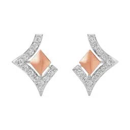 Emori 18k Rose Gold & Diamond Geometric Grace Stud Earrings-image-60