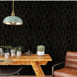 Aura Black & Yellow Abstract Printed Waterproof & Oil-Proof Self Adhesive Wallpaper image 2