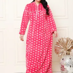 Secret Wish Pink Wool Blend Polka Dot Sleepwear & Robes Nighty-image-80