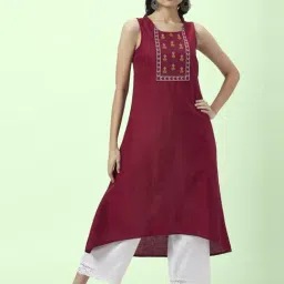 Rangmanch by Pantaloons Red High Low Kurta-picture-18