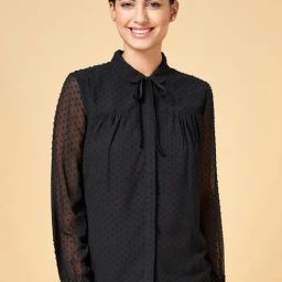 Annabelle by Pantaloons Black Self Pattern Shirt-picture-28