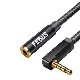 FEDUS 90-Degree 3.5 mm Male to Female Aux Extension Audio Cable Nylon Braided 3 m-picture-33