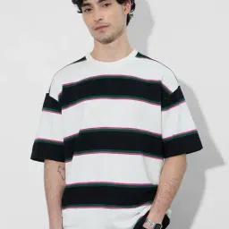 The Souled Store Multi Loose Fit Stripes T-Shirt-picture-26