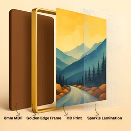 Myntra Elegant Homes Yellow & Pink Abstract Color Splash Wooden Wall Art image 2