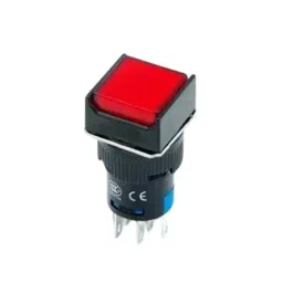 Sibass Electric Square Illuminated Momentary Push Button Red 24/220 V, SE-TA16-11DF (Pack of 200) image 2