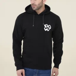 Weardo Black Solid Hooded Sweatshirt image 3