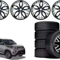 Auto Pearl ViBS32 R14 35.56 cm (14 Inch) PPress Type Wheel Hubcap with Retention Ring Glossy Black Red Strip Wheel Cover for MAHINDRA KUV100 NXT D75 K2 Diesel (Set of 4)-picture-37