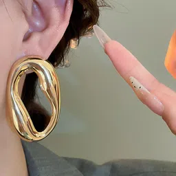 Niska Stainless Steel Gold-Plated Contemporary Drop Earrings-image-25