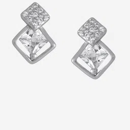 Kushal's Fashion Jewellery 92.5Silver Rhodium-Plated CZ Studded Studs Earrings image 4