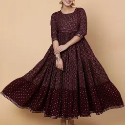 Aloan Beauty Women Ethnic Motifs Printed Fit and Flare Maxi Dress-picture-23