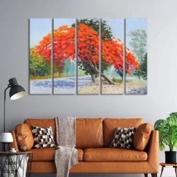 999Store Printed Red MDF 5 Panels Wall Art-picture-25