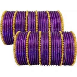 SHRASHTI Purple Glass Artificial Stones Bangle image 2