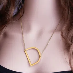 Arzonai Women Gold-Toned D Letter Necklace-picture-23