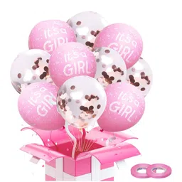 JOHRA Baby Shower Decoration items / Baby Shower Props / Balloon for Decoration / Its A Girl Pink Balloon / Baby Shower Party Decoration / Pink Balloons / Confetti Balloons - Pack of 30-image-48