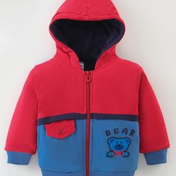 CUCUMBER Sinker Full Sleeves Jacket with Bear Embroidery - Red & Blue-picture-34