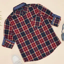 Pantaloons Junior Cotton Full Sleeves Checked Shirt - Red-picture-21
