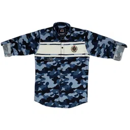 MASHUP Full Sleeves Camouflage Printed Shirt - Blue-image-0