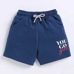 Kidcity Cotton Looper You Go Girl Text Printed Shorts - Navy Blue-image-78