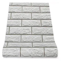 JAAMSO ROYALS White Brick Black Lines PVC Vinyl Wallpaper-image-62