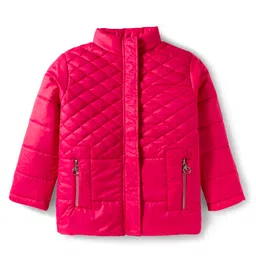 Pine Kids Woven Full Sleeves High Neck Solid Quilted Jacket - Red-picture-10