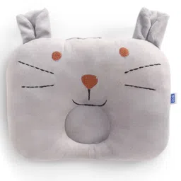 ZOE Cat Face New Born Head Shaping Pillow - Blue| Shoulder & Neck Support| New Born & Infant| Soft & Plush| Prevent Flat Head| Travel Friendly - Light Grey-picture-28