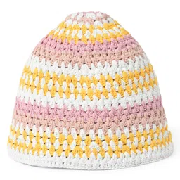 Mi Arcus 100% Cotton Striped Colour Blocked   Knitted Bucket Cap - Multi Colour image 3