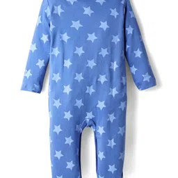 Babyhug Disney Interlock Knit Full Sleeves Footed Sleepsuit with Mickey Mouse Graphics - Blue image 3