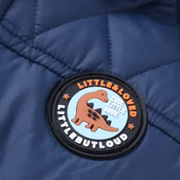little kangaroos Bodycare Taffeta Knit Full Sleeves Padded Hooded Jacket with Patch Detailing - Navy Blue image 3