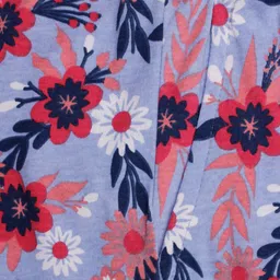 Kiddopanti Cotton Flower Printed Flared Pajama - Light Blue image 4