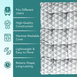 Kuber Industries Grey & Black 2 Pieces Printed Cotton Comfort Chair Pads image 5