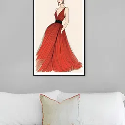 nestroots Orange & Black Elegant Lady Canvas Painting Wall Art-picture-15