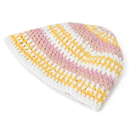 Mi Arcus 100% Cotton Striped Colour Blocked   Knitted Bucket Cap - Multi Colour image 4